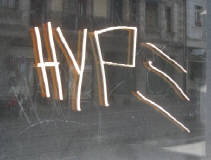 HYPE graffiti tag window scratching