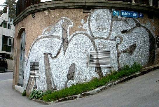 graffiti ecke bergstrasse dolderstrasse in der nähe des hare krishna tempels