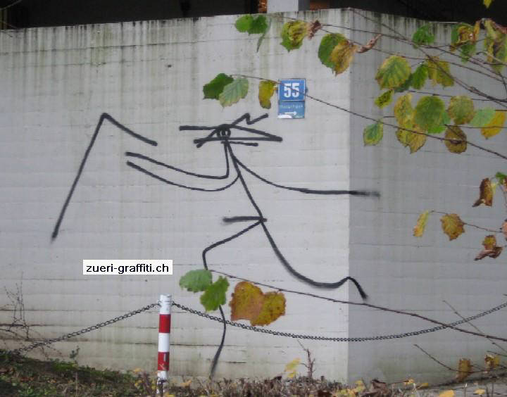 harald naegeli streetart figur von 2010. ein meisterwerk des sprayers von zürich