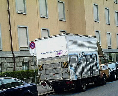 VIM graffiti auf transporter. VIM graffiti on truck zurich switzerland