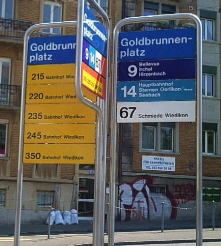 tramstation goldbrunnenplatz VBZ Züri Linie 9er Tram 14er Tram 67er Bus
