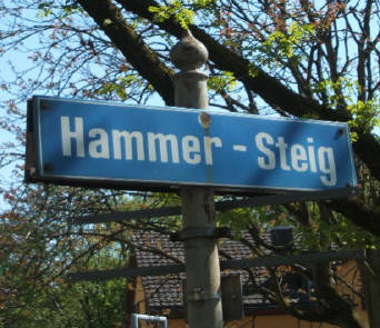 Hammer-Steig Zürich alte blaue Strassentafel