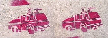 schablonen-graffiti, wasserwerfer der polizei