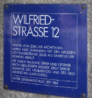Wilfriedstrasse 12 in Zürich-Hottingen. Neubarockes Jugendstilgebäude unter Denkmalschutz 
