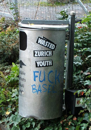 Wasted Zurich Youth Fuck Basel Abfallbehälter Langstrasse Zürich Aussersihl