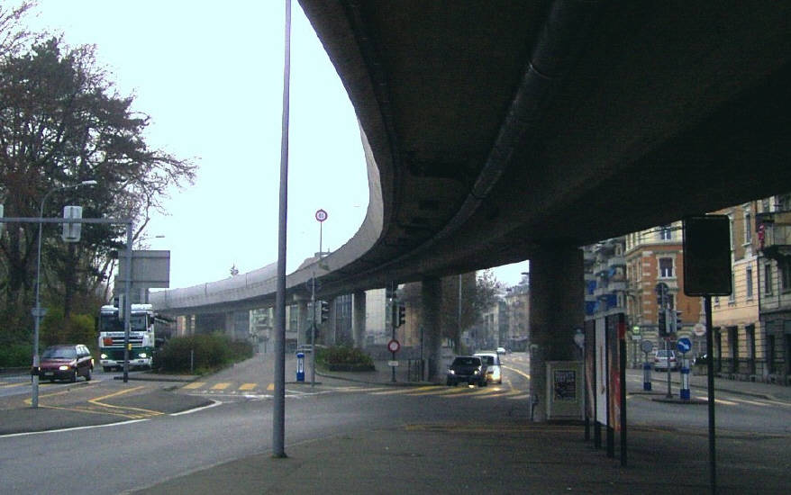 rampe der sihlhochstrasse autobahn n3 bzw A3 bei manessestrasse zürich wiedikon