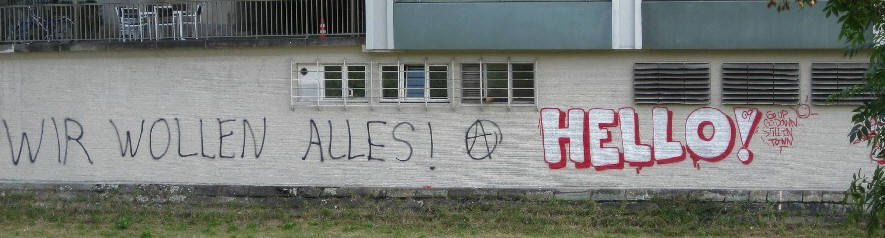 WIR WOLLEN ALLES. Anarcho-Graffiti HELLO graffiti zürich schweiz