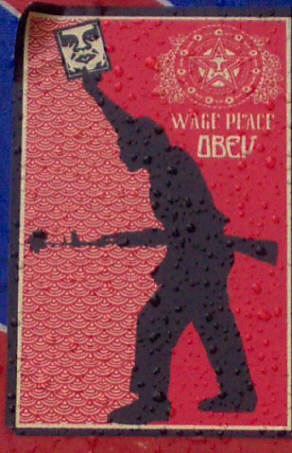 WAGE PEACE. OBEY. streetart sticker zurich switzerland