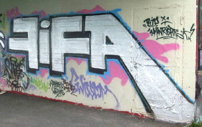 FUCK FIFA graffiti in zurich switzerland june 2014