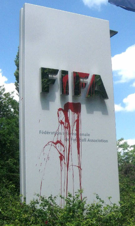FIFA world headquarters in zurich switzerland attacked with color bombs on june 14 2014