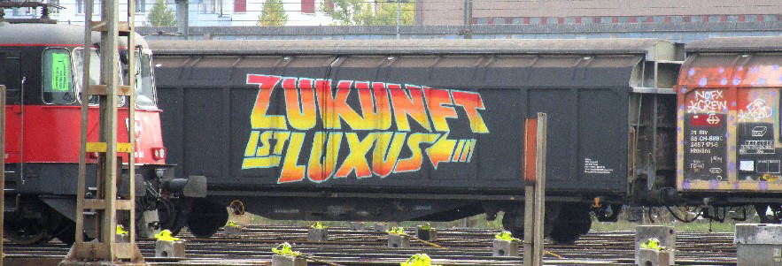 zukunft ist luxus freight train graffiti zuerich
