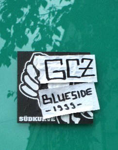 GCZ BLUESIDE 1999 Aufkleber auf einerm FCZ Südkurve Aufkleber