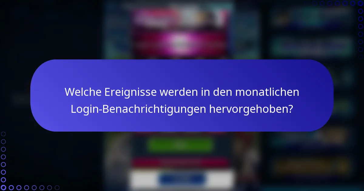 Welche Ereignisse werden in den monatlichen Login-Benachrichtigungen hervorgehoben?