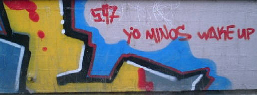 old skool graffiti von MINOS am Schwamendingerplatz Zürich Schwamendingen von 1997. Yo Minos Wake up.